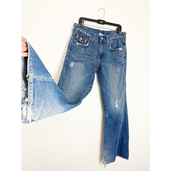 True Religion Men’s Buddha Nature Embroidered Y2K Joey Flare Jeans Vintage - Picture 9 of 12